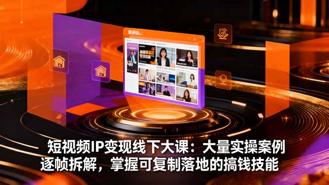 短视频IP变现线下大课:大量实操案例逐帧拆解,掌握可复制落地的搞钱技能-独角兽众创资源站独角兽网创资源站
