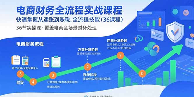 电商财务全流程实战课程：快速掌握从建账到报税的全流程技能(36节课-独角兽众创资源站独角兽网创资源站