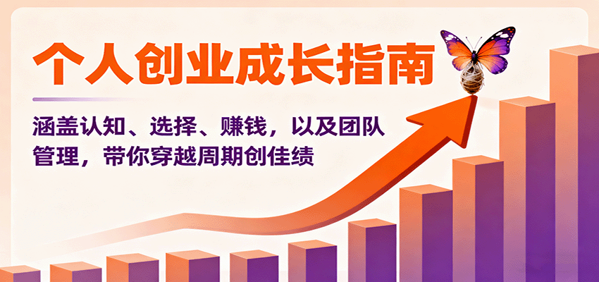 个人创业成长指南：涵盖认知、选择、赚钱，以及团队管理，带你穿越周期创佳绩-独角兽众创资源站独角兽网创资源站