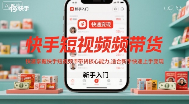 快手短视频带货，快速掌握快手短视频带货核心能力，适合新手快速上手变现-独角兽众创资源站独角兽网创资源站