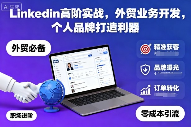 Linkedin高阶实战,外贸业务开发,个人品牌打造利器-独角兽众创资源站独角兽网创资源站