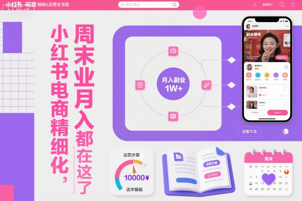 小红书电商精细化运营全流程，周末副业月入1W+，全套方法都在这了-独角兽众创资源站独角兽网创资源站