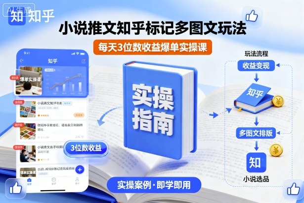 小说推文知乎标记多图文玩法，每天3位数收益爆单实操课-独角兽众创资源站独角兽网创资源站