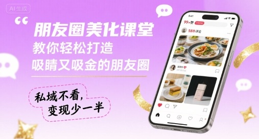朋友圈美化课堂，教你轻松打造，吸睛又吸金的朋友圈，私域不看，变现少一半-独角兽众创资源站独角兽网创资源站