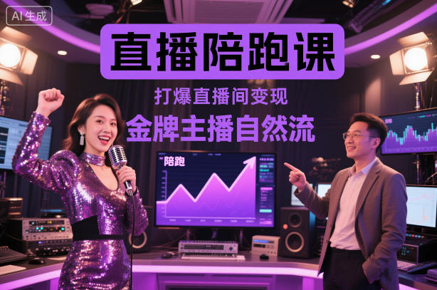 直播陪跑课，金牌主播自然流打爆直播间，复制高变现玩法-独角兽众创资源站独角兽网创资源站