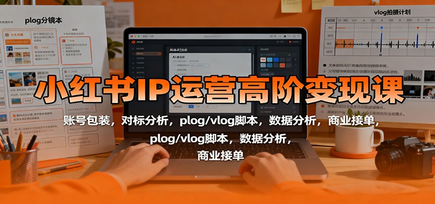 小红书IP运营高阶变现课:账号包装,对标分析,plog/vlog脚本,数据分析,商业接单-独角兽众创资源站独角兽网创资源站