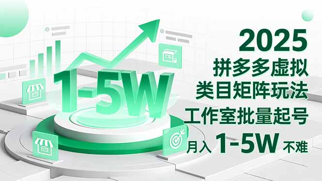 2025 拼多多虚拟类目矩阵玩法，工作室批量起号，月入 1-5W 不难-独角兽众创资源站独角兽网创资源站