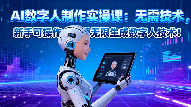 AI数字人制作实操课:无需技术,新手可操作,免费无限生成数字人技术!-独角兽众创资源站独角兽网创资源站