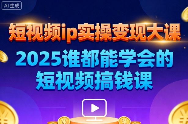 短视频ip实操变现大课,7月26-27日广州站线下课,2025谁都能学会的短视频搞钱课-独角兽众创资源站独角兽网创资源站
