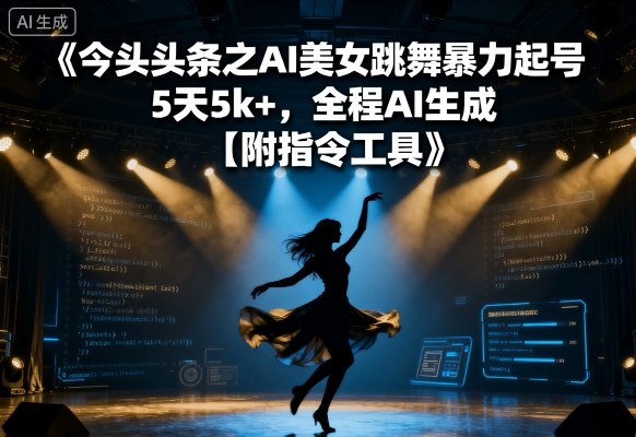 今日头条之AI美女跳舞暴力起号，5天1k+，全程AI生成【附指令工具】-独角兽众创资源站独角兽网创资源站