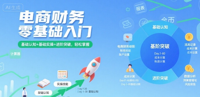 电商财务零基础入门，基础认知+基础实操+进阶突破，轻松掌握-独角兽众创资源站独角兽网创资源站