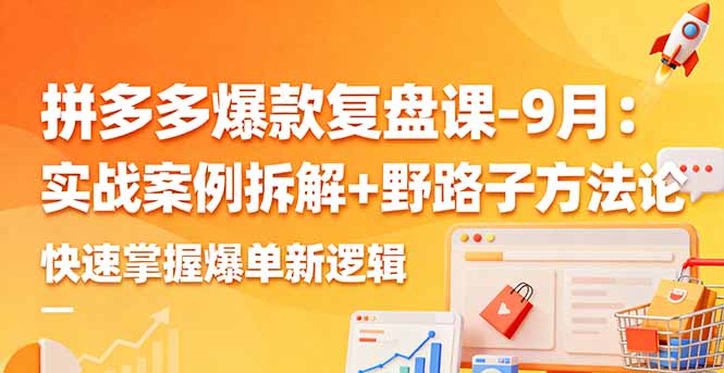 拼多多爆款复盘课-9月：实战案例拆解+野路子方法论，快速掌握爆单新逻辑-独角兽众创资源站独角兽网创资源站