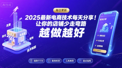 2025最新电商技术每天分享，让你的店铺少走弯路，越做越好(更新8月)-独角兽众创资源站独角兽网创资源站