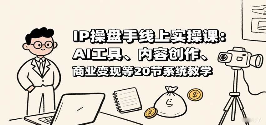 IP操盘手线上实操课：AI工具、内容创作、商业变现等20节系统教学-独角兽众创资源站独角兽网创资源站