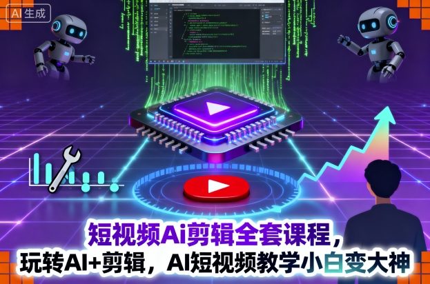 短视频Ai剪辑全套课程,玩转AI+剪辑,AI短视频教学小白变大神-独角兽众创资源站独角兽网创资源站