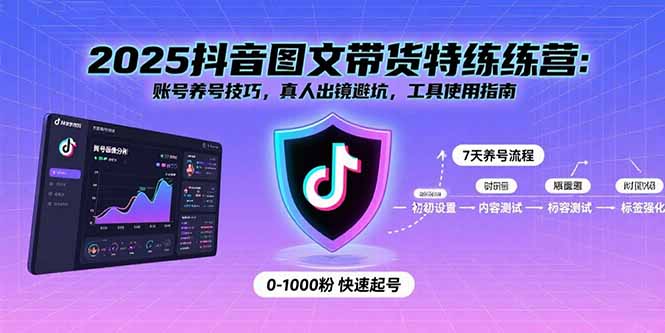 2025抖音图文带货特练营：账号养号技巧，真人出镜避坑，工具使用指南-独角兽众创资源站独角兽网创资源站