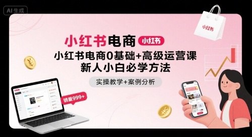 小红书电商0基础+高级运营课，新人小白必学方法，实操教学+案例分析-独角兽众创资源站独角兽网创资源站