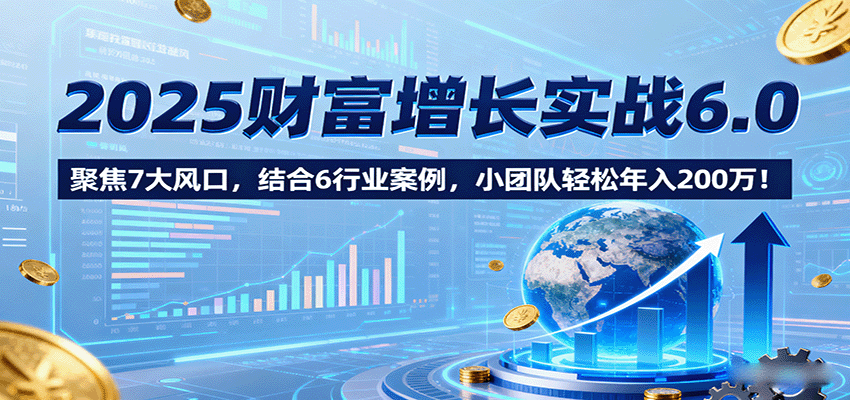 2025财富增长实战6.0，聚焦7大风口，结合6行业案例，小团队轻松年入200万！-独角兽众创资源站独角兽网创资源站