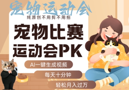 AI一键生成宠物比赛运动会PK视频，纯原创不用剪不用拍，每天十分钟，轻松月入过1W+-独角兽众创资源站独角兽网创资源站