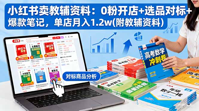 小红书卖教辅资料:0粉开店+选品对标+爆款笔记,单店月入1.2w(附教辅资料-独角兽众创资源站独角兽网创资源站