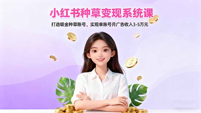小红书种草变现系统课:打造吸金种草账号,实现单账号月广告收入3-5万元-独角兽众创资源站独角兽网创资源站