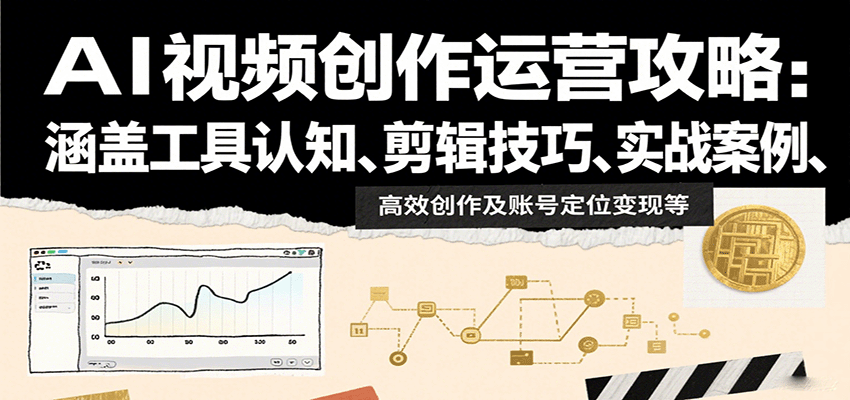 AI视频创作运营攻略：涵盖工具认知、剪辑技巧、实战案例、高效创作及账号定位变现等-独角兽众创资源站独角兽网创资源站