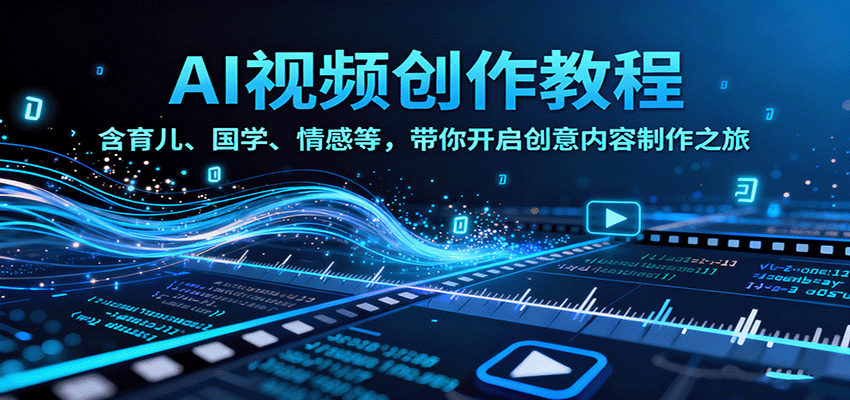 AI视频创富课，含育儿、国学、情感等，带你开启创意内容制作之旅-独角兽众创资源站独角兽网创资源站