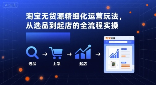 淘宝无货源精细化运营玩法，从选品到起店的全流程实操-独角兽众创资源站独角兽网创资源站