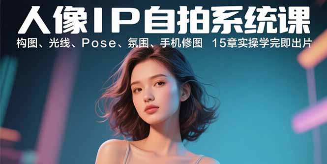 人像IP自拍系统课：构图、光线、Pose、氛围、手机修图 15章实操学完即出片-独角兽众创资源站独角兽网创资源站