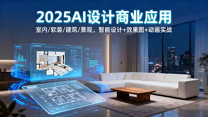 2025AI设计商业应用：室内/软装/建筑/景观，智能设计+效果图+动画实战-独角兽众创资源站独角兽网创资源站