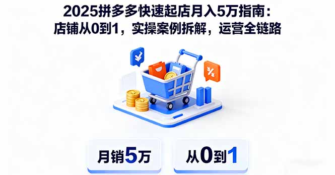 2025拼多多快速起店月入5万指南：店铺从0到1，实操案例拆解，运营全链路-独角兽众创资源站独角兽网创资源站