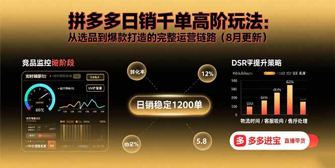 拼多多日销千单高阶玩法：从选品到爆款打造的完整运营链路(8月更新-独角兽众创资源站独角兽网创资源站